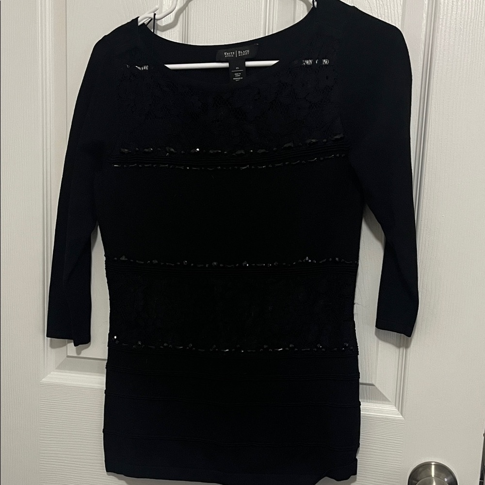 White House Black Market Black 3/4 Sleeve Sweater